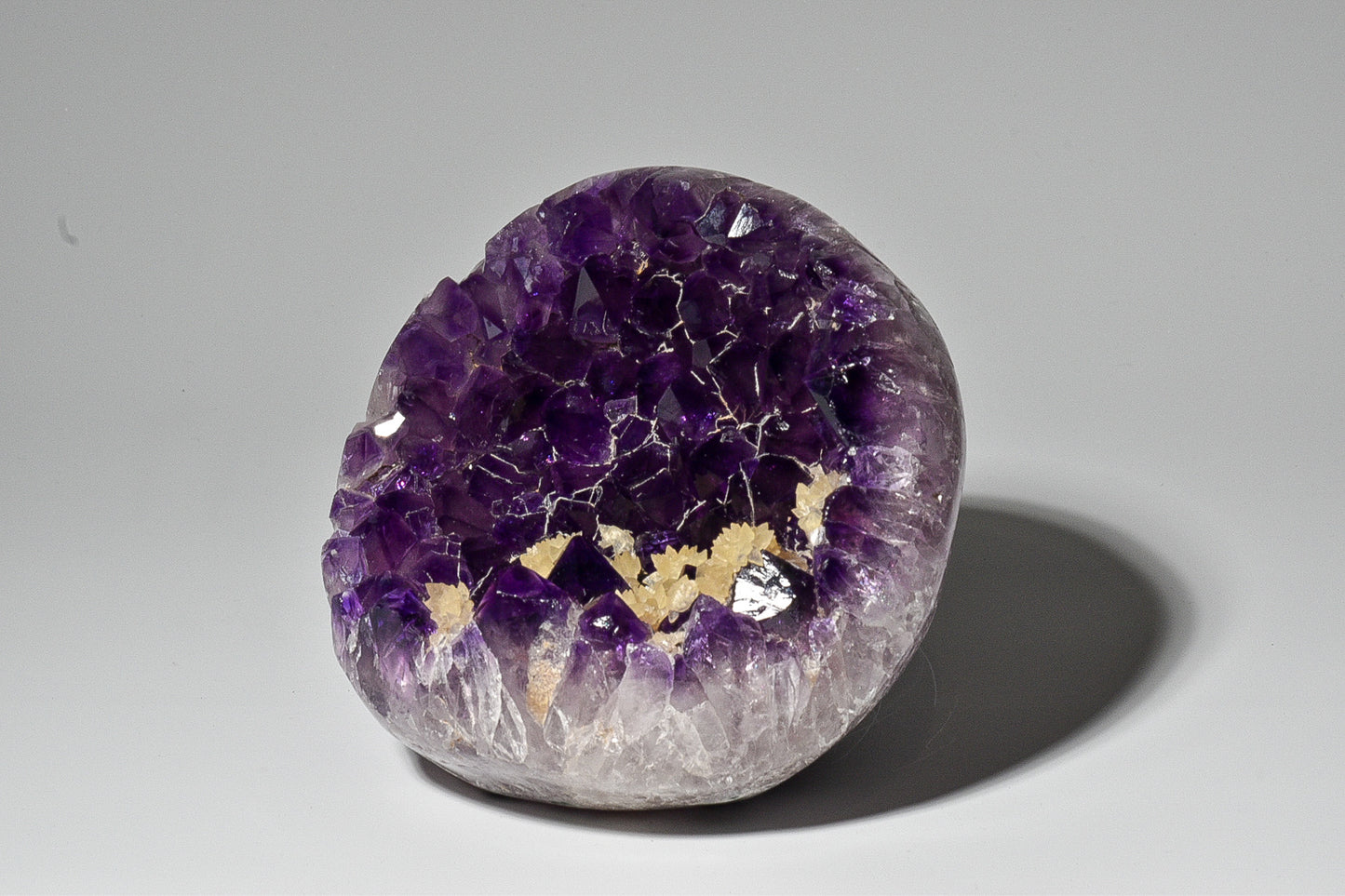Amethyst natural cut base cluster with calcite flower garden