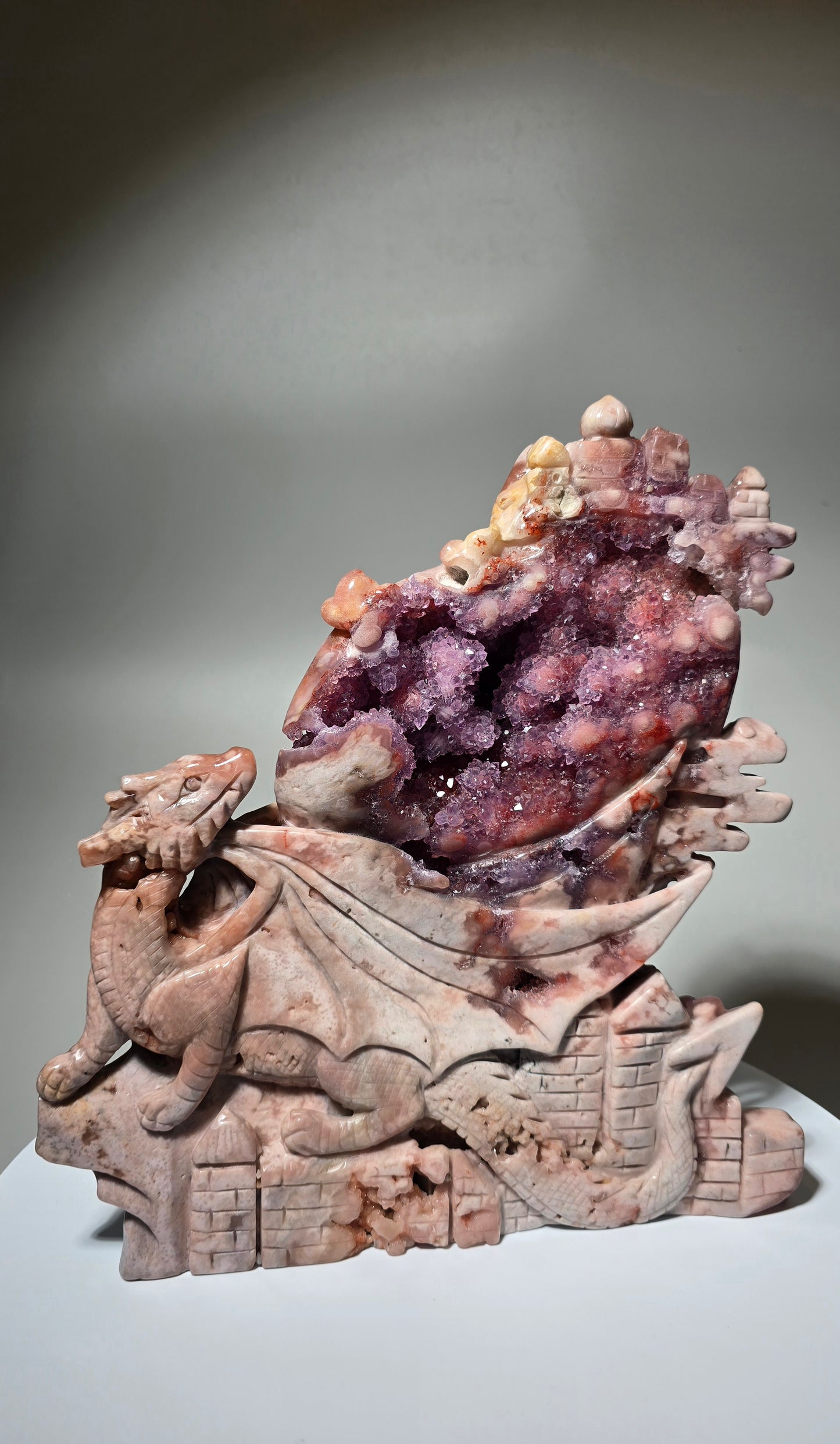 Pink Amethyst Dragon on Castle