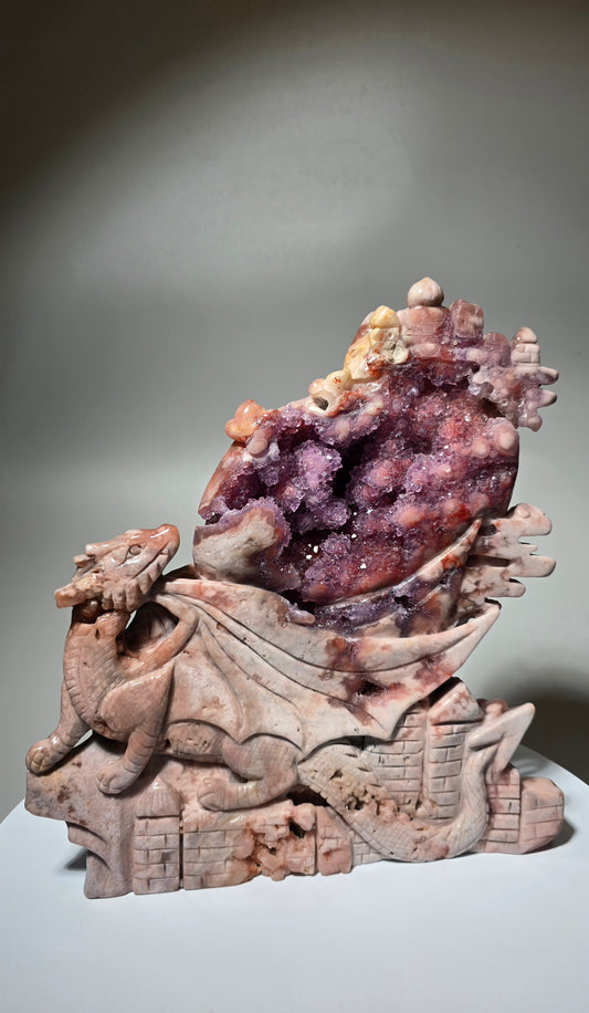 Pink Amethyst Dragon on Castle