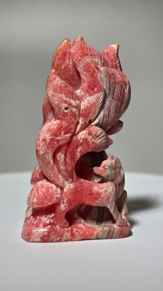 Rhodochrosite Nine Tail Fox (Kitsune)