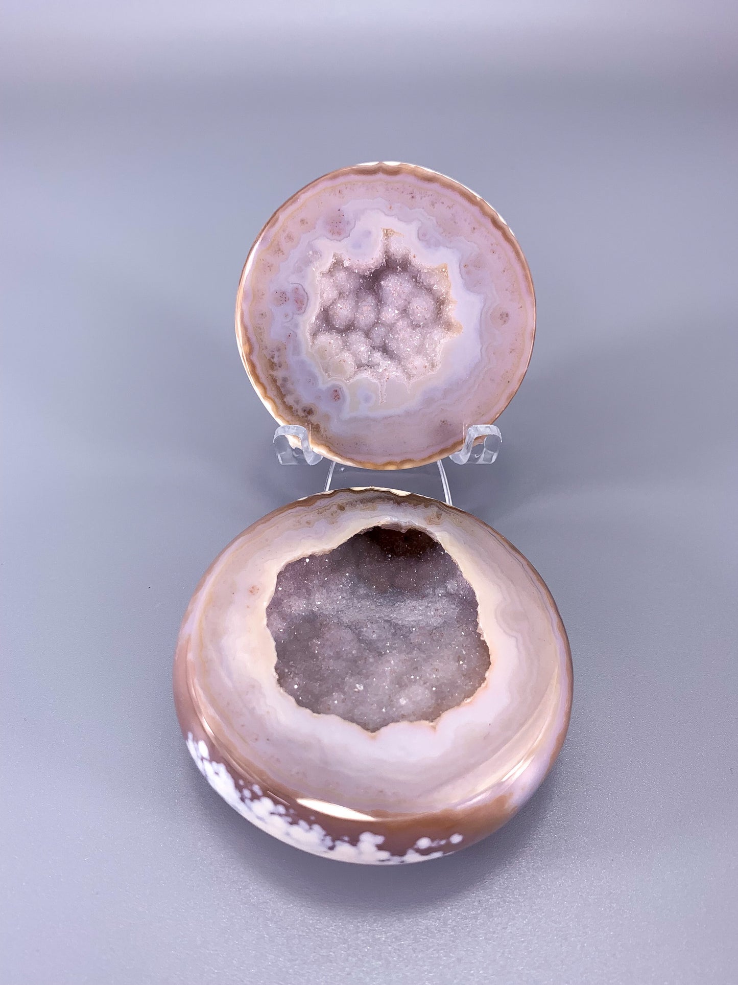 Agate natural sugar druzy pink geode pot