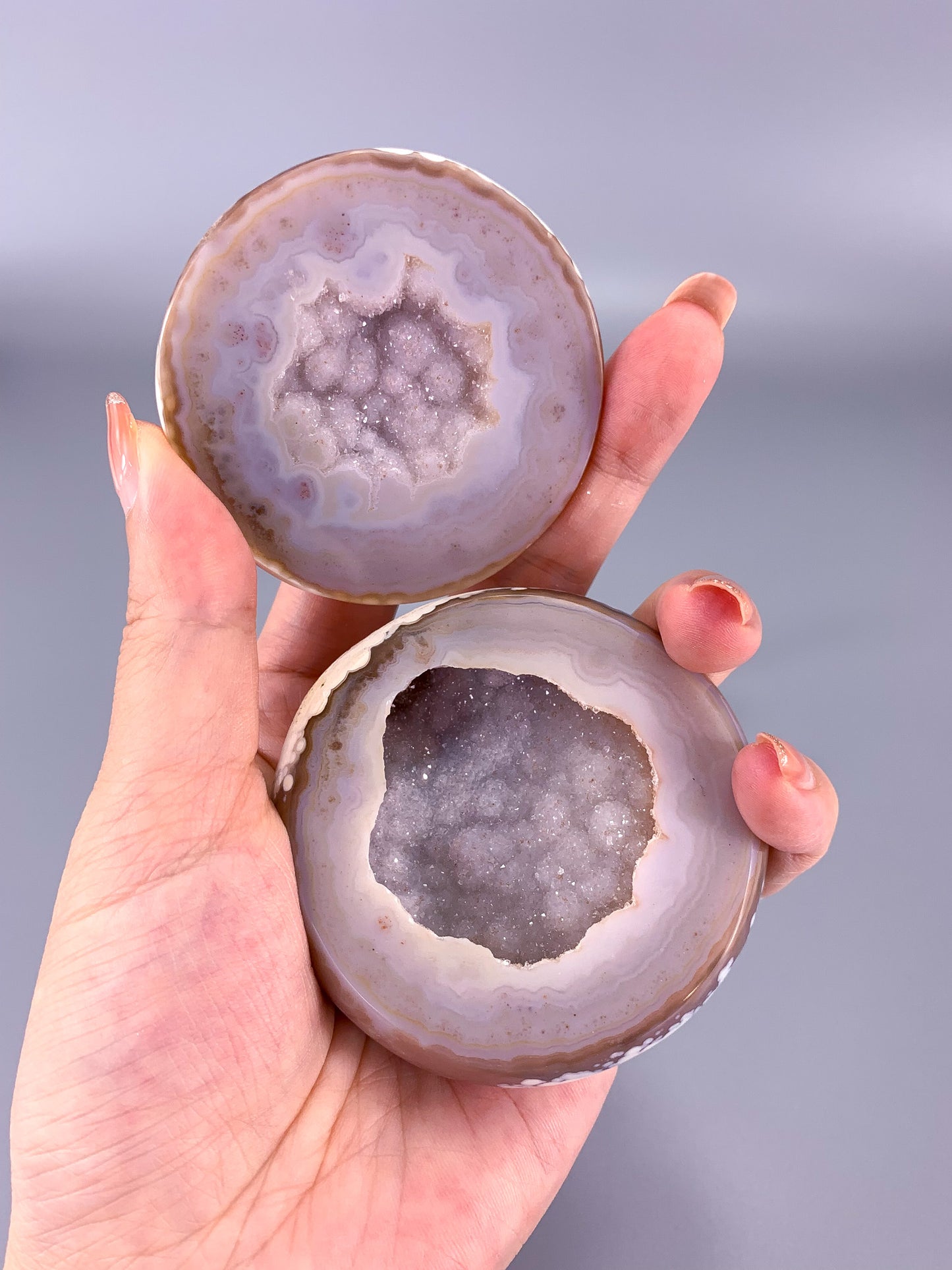 Agate natural sugar druzy pink geode pot