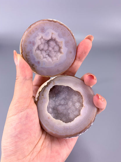 Agate natural sugar druzy pink geode pot