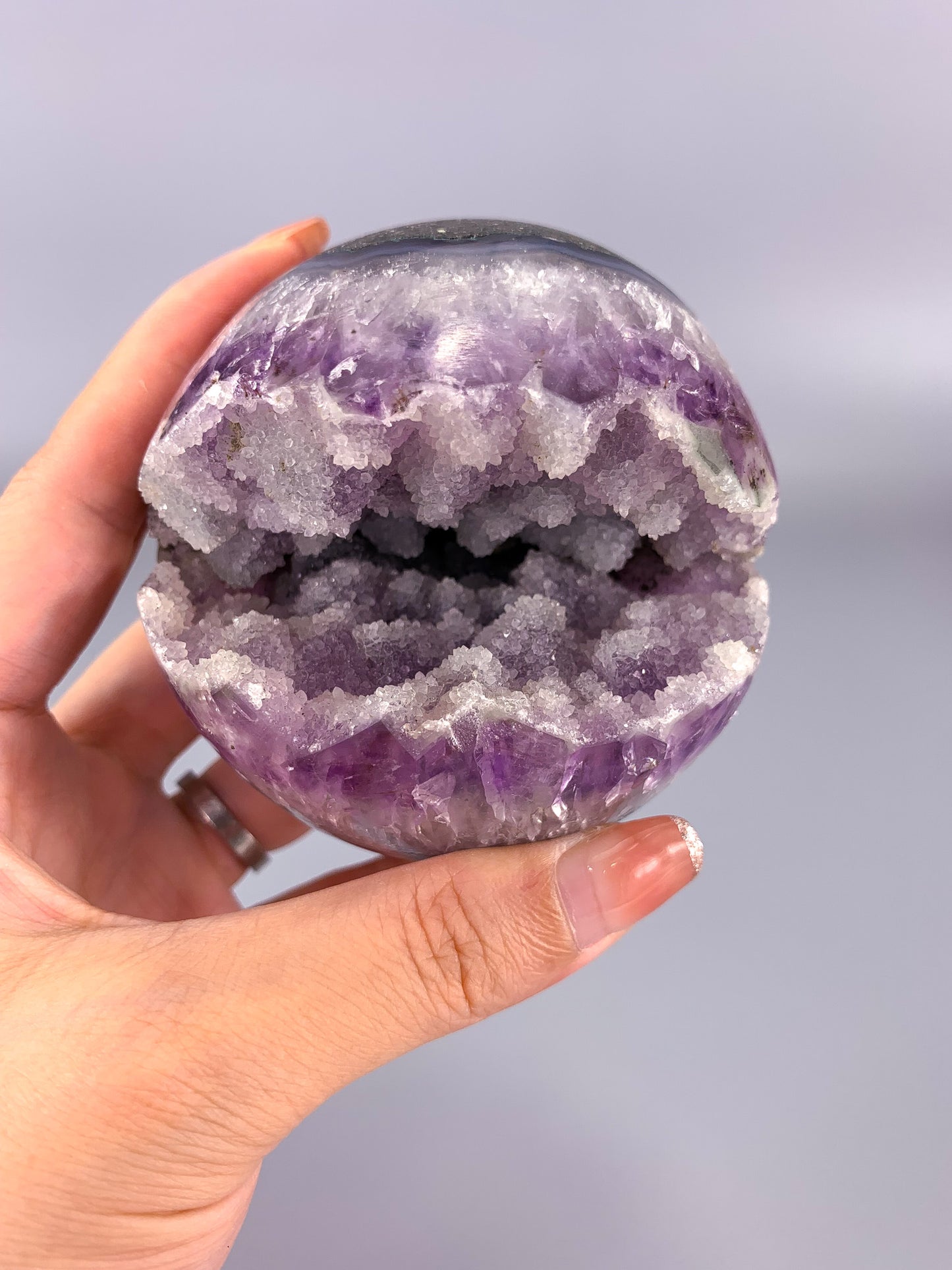 Amethyst agate natural Druzy Sphere