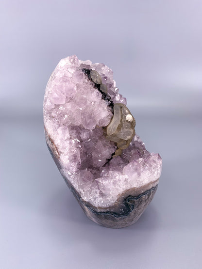 Amethyst natural cluster with calcite and Hematite