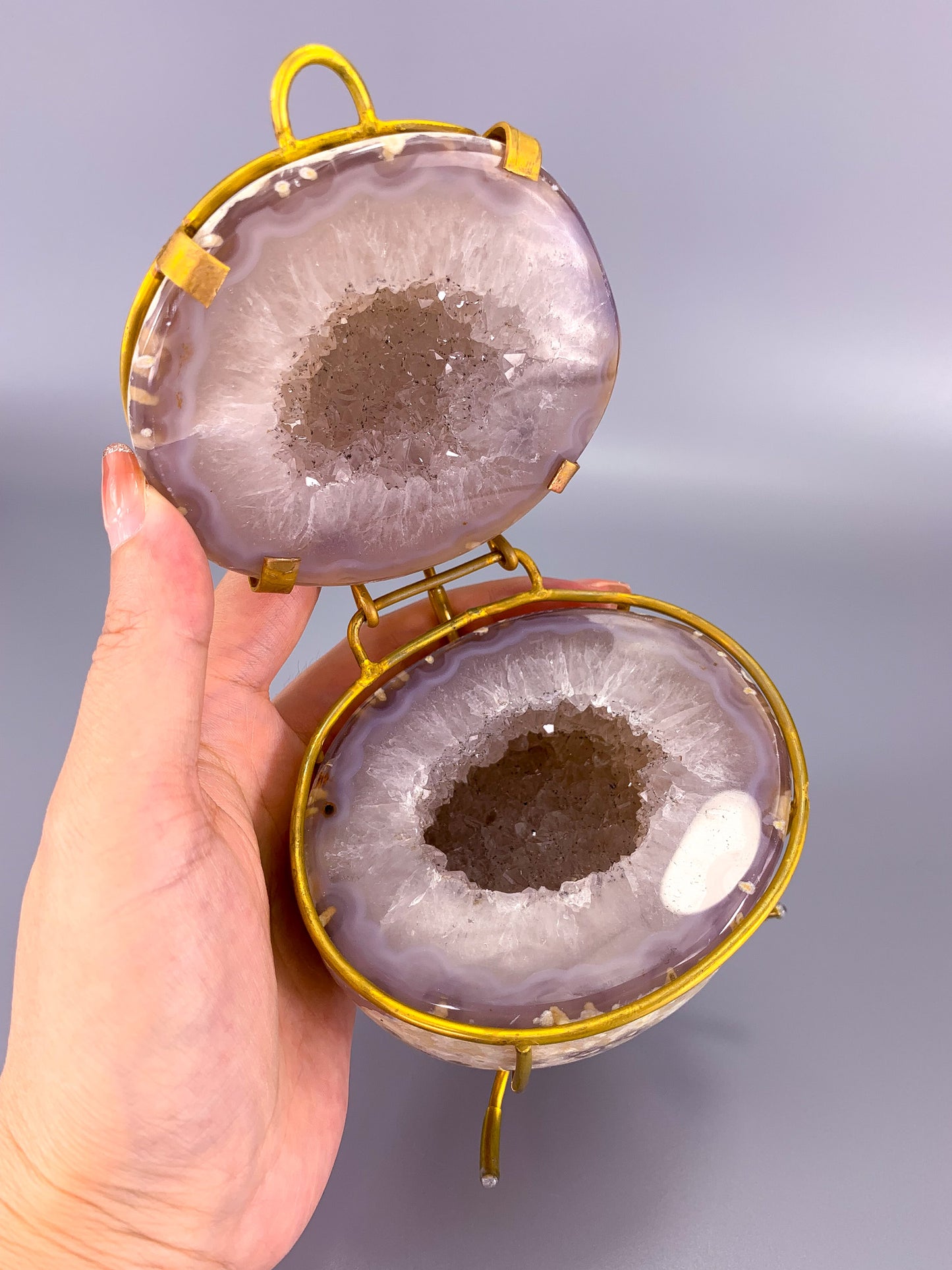 Agate natural geode druzy Jewellery box