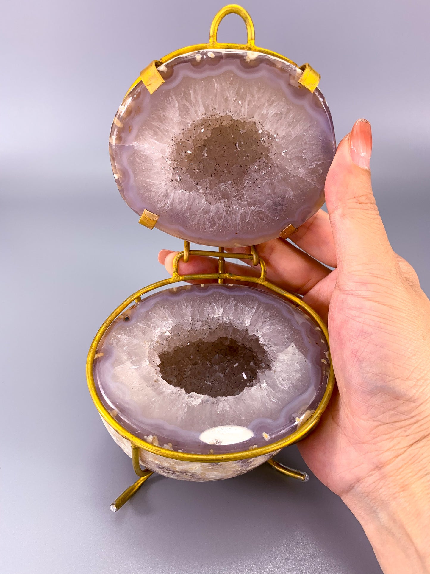 Agate natural geode druzy Jewellery box