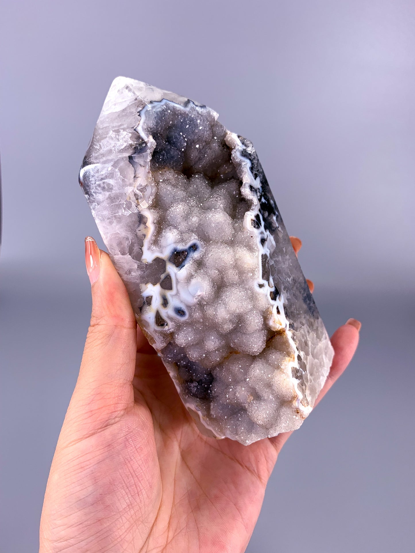 Agate Sugar Druzy Quartz Geode Tower