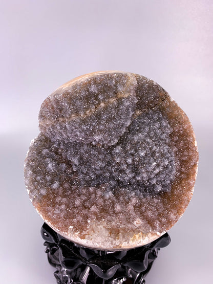 Rainbow Amethyst agate sphere with sugar Druzy