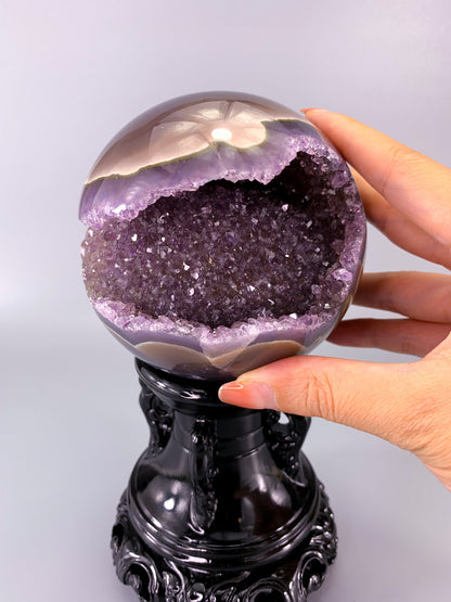 Amethyst agate geode Sphere