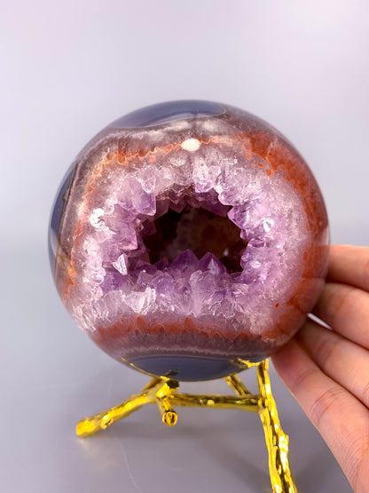 Amethyst agate geode Sphere