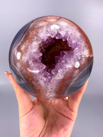 Amethyst agate geode Sphere