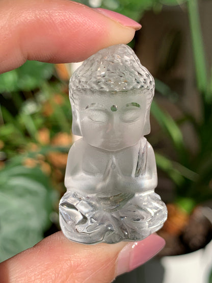 Clear Quartz carved Buddha figure