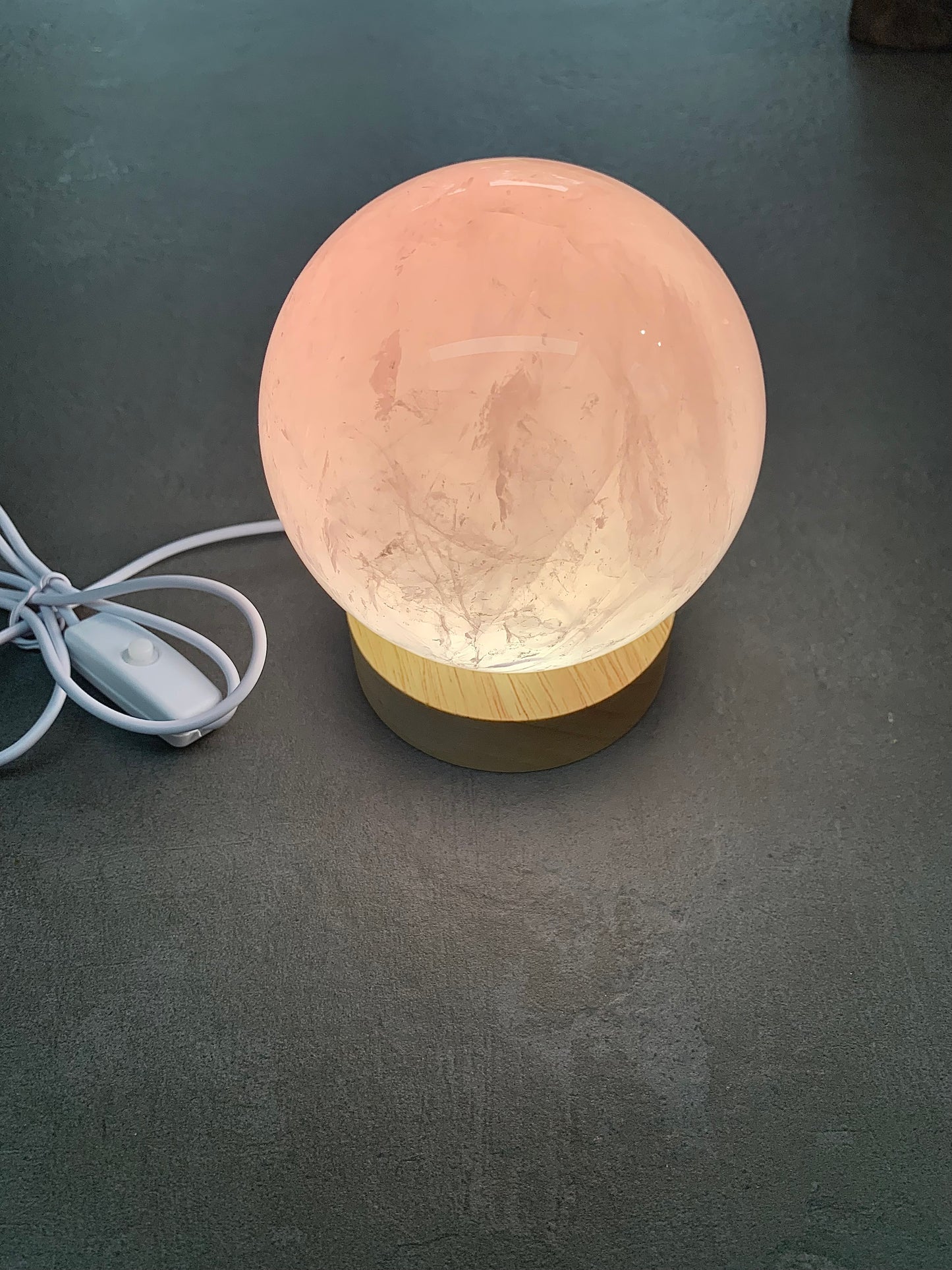 Wooden LED light base for crystal spheres and other crystal shapes