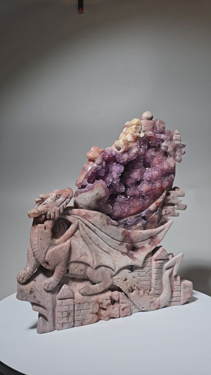 Pink Amethyst Dragon on Castle