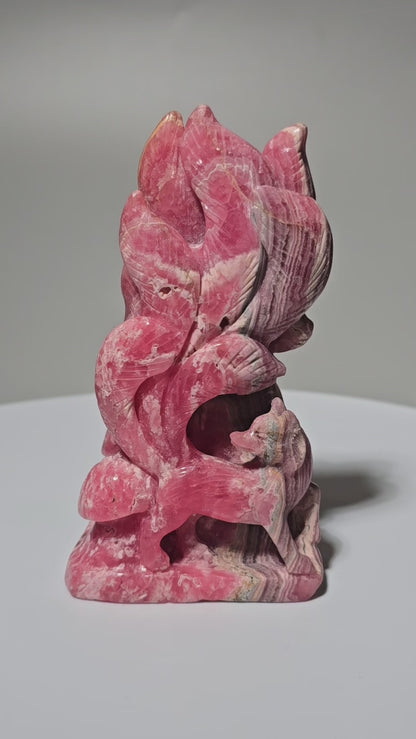 Rhodochrosite Nine Tail Fox (Kitsune)