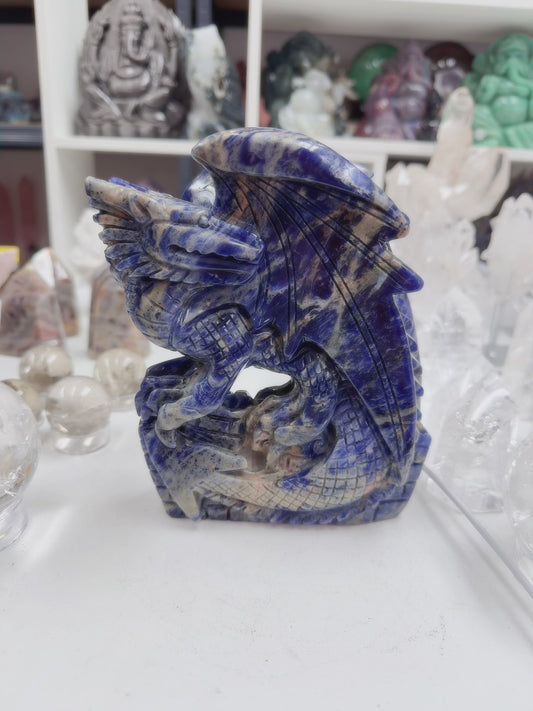 Sodalite hand carved dragon