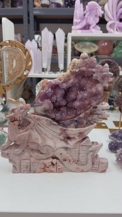 Pink Amethyst Dragon on Castle