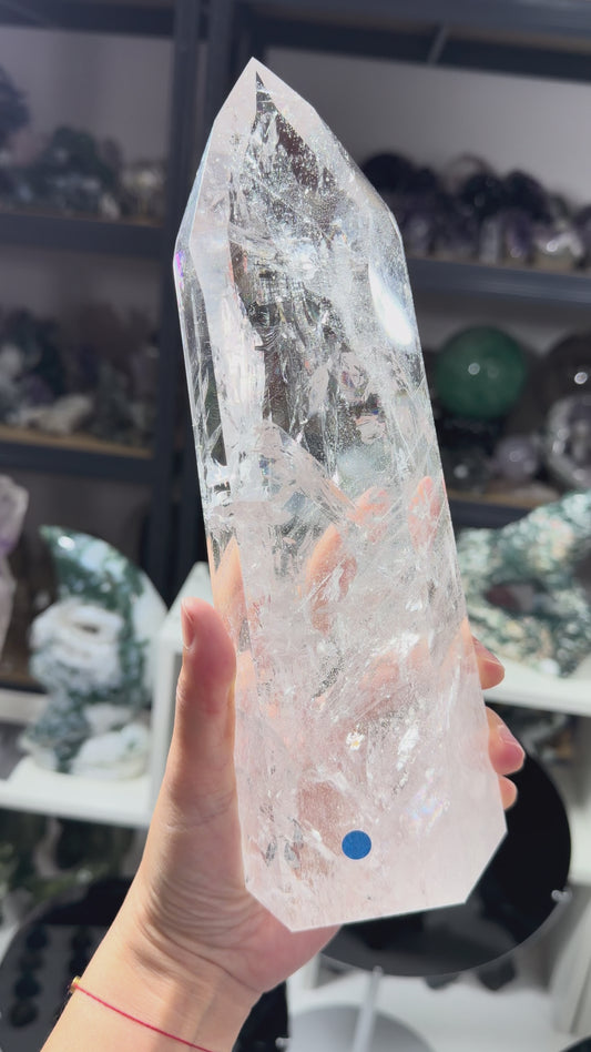 HQ Lemurian clear quartz tower from Brazil