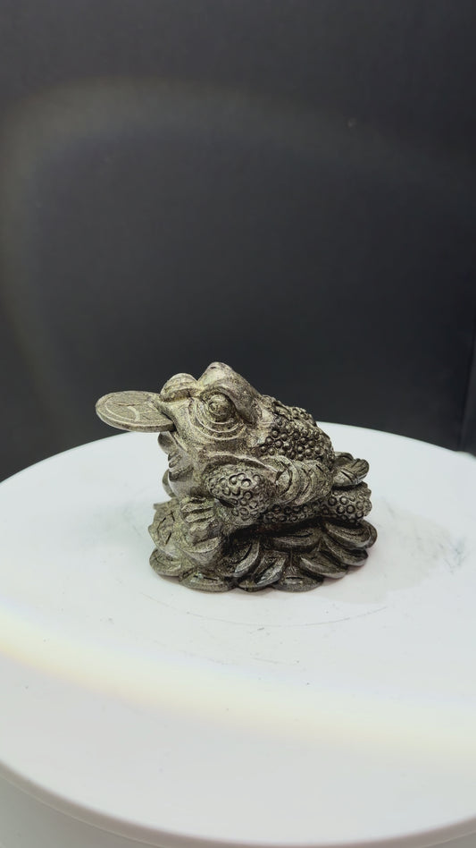 Pyrite Money frog with removeable coin