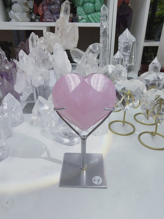 High quality Faceted Rose Quartz heart from Brazil